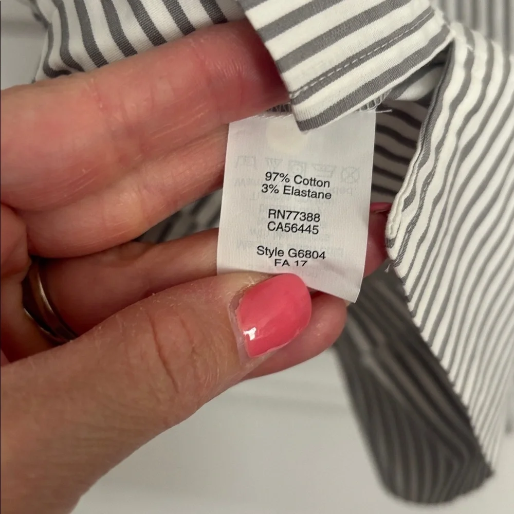 J. Crew Sleeveless Ruffled Neck Vertical Stripe Top - White/Gray